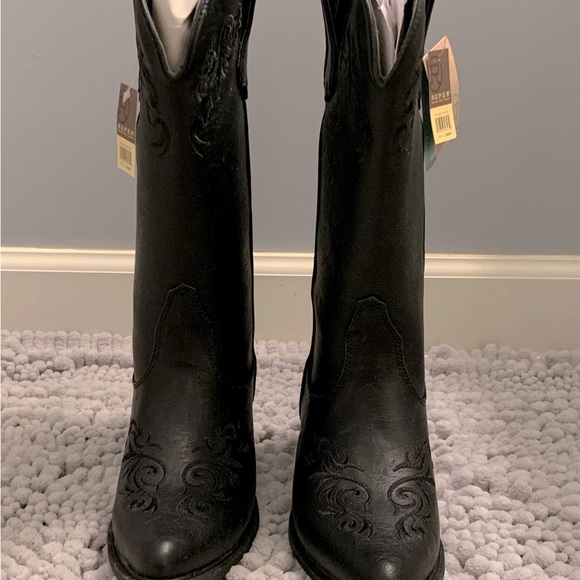 Roper Women’s Tonal Embroidered Floral Black Boots Size 7.5 - Picture 3 of 5